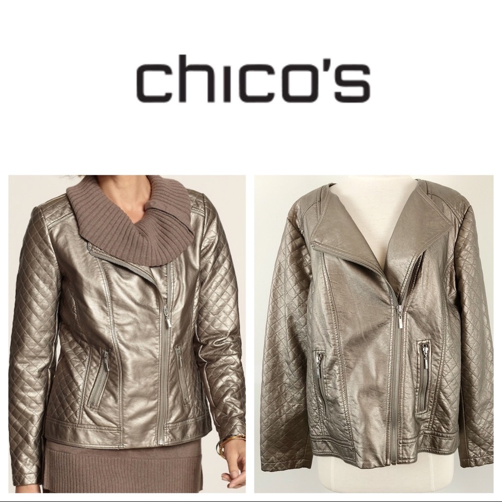Chico’s Metallic Moto Jacket - Size 2 or L